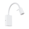 The Tazzoli wall light is a white LED reading lamp with a flexible gooseneck arm and rectangular base, ideal for modern interiors.