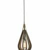 The Bonito Series pendant light features a metal rod, teardrop-shaped wooden frame, and an exposed bulb for a modern look.