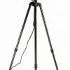 The Floor Lamop 1404 has a black and copper tripod base, adjustable spotlight head, and attached power cord, offering both style and functionality.