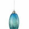 A blue and green glass pendant light from the Glaze Series, featuring a silver metal cap and cord suspension.