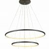 Three Slimline Ring LED pendants in different sizes hang from thin wires, creating a modern chandelier effect.