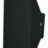 The Arc wall light features a modern black finish and geometric design, shown from the side against a plain background.