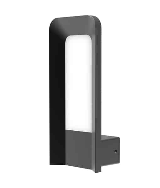 The Hathor Series LED Bollard is a modern black and white rectangular outdoor wall light with a minimalist design and vertical frosted panel for gentle, soft illumination.