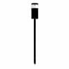 The Hightlite HV1489-BLK/TTM is a black, solar-powered spike light with a cylindrical top and long stake, ideal for ground placement to brighten your garden.