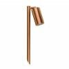 The Tivah copper HV1413 spotlight boasts a copper finish and cylindrical head on a vertical stake, ideal for ground installation and enhancing your outdoor lighting.