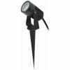 The Mini adjustable spike features a black cylindrical body, is mounted on a ground stake for easy installation, and includes a cable extending from the back.