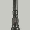 The Flinders on Domain post is a black vintage-style street lamp featuring decorative details and a glass-enclosed light, inspired by classic Domain post designs.