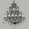 The Salzburg 24 crystal chandelier features multiple candle-style bulbs and elegant hanging crystal pendants, adding a luxurious touch to any space.