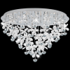 The Pianopoli 43 crystals CTC chandelier features butterfly-shaped crystals and hanging glass droplets in a cone design, mounted on a circular ceiling base, displayed against a black background.