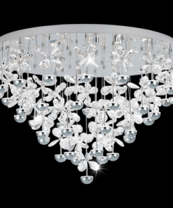 A chandelier with Pianopoli 43 crystals CTC hanging from it and a CTC-inspired design.