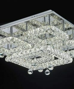 The Sorac C-5560 crystal CTC features a layered geometric design with hanging crystal spheres, mounted on a reflective ceiling plate for a striking effect.