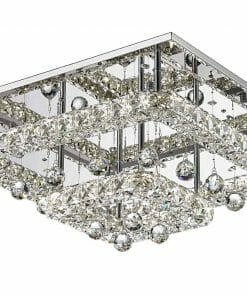 The Sorac C-5036 crystal CTC features a tiered geometric design with clear crystal accents and a reflective metal base, making it an elegant fixture for modern interiors.