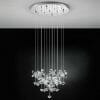 The Pianopoli 15 light pendant showcases a clustered, abstract floral design with 15 suspended lights from a round ceiling mount, creating a striking modern centerpiece.