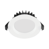The Royster 12wt downlight is a round LED recessed fixture with white trim and a black heat sink, shown front-facing against a gray background.