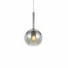 The Lapin 1 pendant smoke features a spherical, smoke-tinted semi-transparent glass shade with a visible bulb, elegantly suspended by a slim cord.