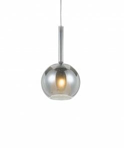 The Lapin 1 pendant smoke features a spherical, smoke-tinted semi-transparent glass shade with a visible bulb, elegantly suspended by a slim cord.