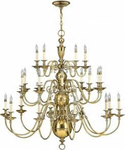 The Cambridge 3 small range chandelier features multiple curved brass arms, each with a candle-shaped bulb, suspended from the ceiling—ideal for bringing classic elegance to compact spaces or Cambridge-style interiors.