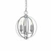 The Kendall 3 light chrome/black features a spherical pendant design with three exposed candle-style bulbs, elegantly suspended by a chain.