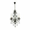 The Louis 15th 24 bronze is a black metal and crystal chandelier featuring three candle-style bulbs, elegant hanging crystal pendants, and 24 bronze accents.