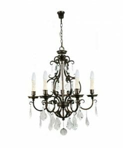 A Louis 15th 24 bronze chandelier with crystal drops on a white background, available at a lighting store.