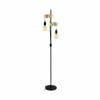 The Townshend floor lamp features a black finish, a round base, and two exposed hanging bulbs suspended from wooden brackets attached to the main pole.