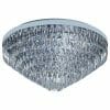 The Valparaiso 6CTC Chrome is a modern round flush-mount ceiling light featuring multiple rows of faceted crystal-like elements set in a polished chrome base.