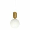 Kade 1 Smoke features a round white glass shade and brass-tone socket, suspended by a black cord.
