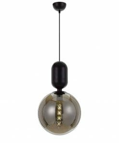 Kade 1 Smoke pendant light with a glass ball available at a lighting store.