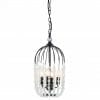 The Evelyn black 4 features four candle-style bulbs with hanging white bead strands and a clear crystal accent at the base.
