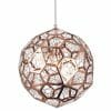 The Web copper 40 pendant light features an intricate geometric metal sphere frame, finished in rich copper and suspended by a single cord.