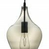 The P1810 Smoke pendant features a clear glass shade with an exposed vintage-style bulb, suspended by a black cord.