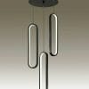 The Clinton Linear black 1 ceiling light fixture features three elongated oval LED pendants hanging at different lengths from a sleek, round black base.