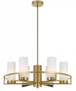 A Devon 6 light Black chandelier available at a lighting store.