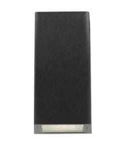 The Dash Exterior Wall Light is a rectangular, wall-mounted fixture in black, featuring a downward-facing frosted glass panel at the bottom.