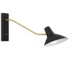 The Farbon Long Wall Light is a modern, wall-mounted lamp with a black angled shade, visible bulb, and distinctive black and gold arm.