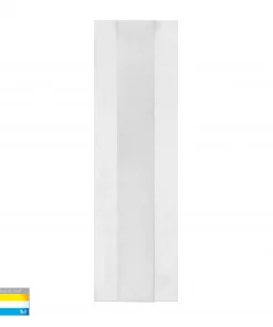 Rectangular LED light panel from the Berlin 30 Range, featuring a frosted center strip, is displayed vertically on a white background with a color temperature chart in the bottom left corner.