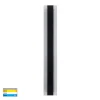 A tall, vertical black wall sconce from the Berlin 60 Range is centered on a white background, with a small color temperature chart in the lower left corner.