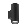 The KMAN Exterior Wall Light features a black cylindrical design, downward-facing bulb, and rectangular backplate—ideal for mounting on outdoor walls.