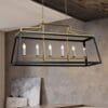 Modern chandelier in industrial interior design.