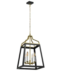 Modern black and gold pendant light fixture