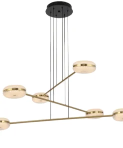 Modern gold pendant light with multiple circular fixtures