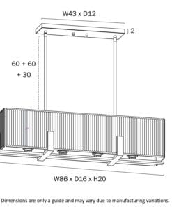 Technical drawing of a container and measurement guides.