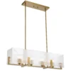 Elegant gold rectangular prism chandelier with fluted glass