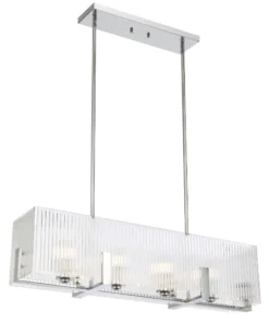 Modern rectangular chandelier with glass rods