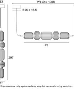 Detailed schematic of cylindrical mechanical parts with dimensions
