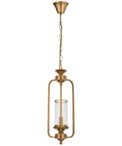 Brass pendant light with glass cylinder