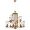 Elegant gold chandelier with cylindrical glass shades
