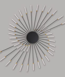 Abstract circular black and white rod sculpture