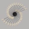 Modern circular light fixture with radiating illuminated rods