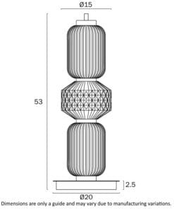 Technical drawing of a multi-section industrial part